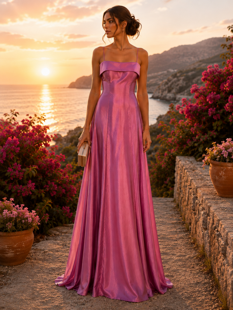 Vestido rosa de seda
