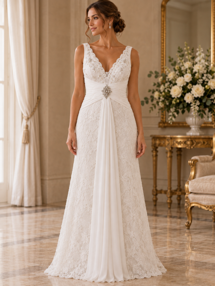 Vestido de gasa y chantilly