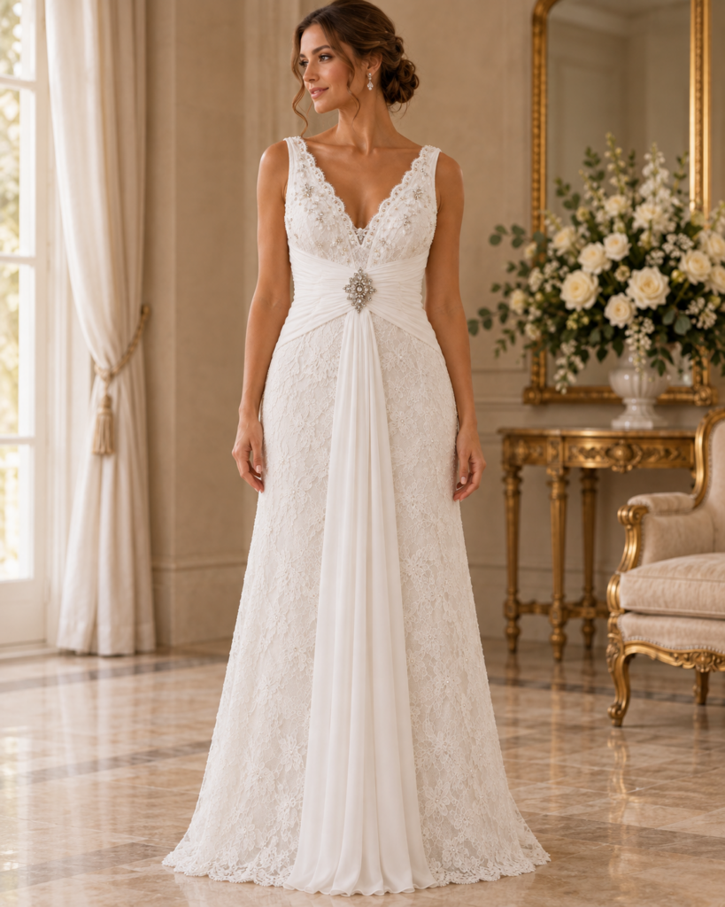 Vestido de gasa y chantilly