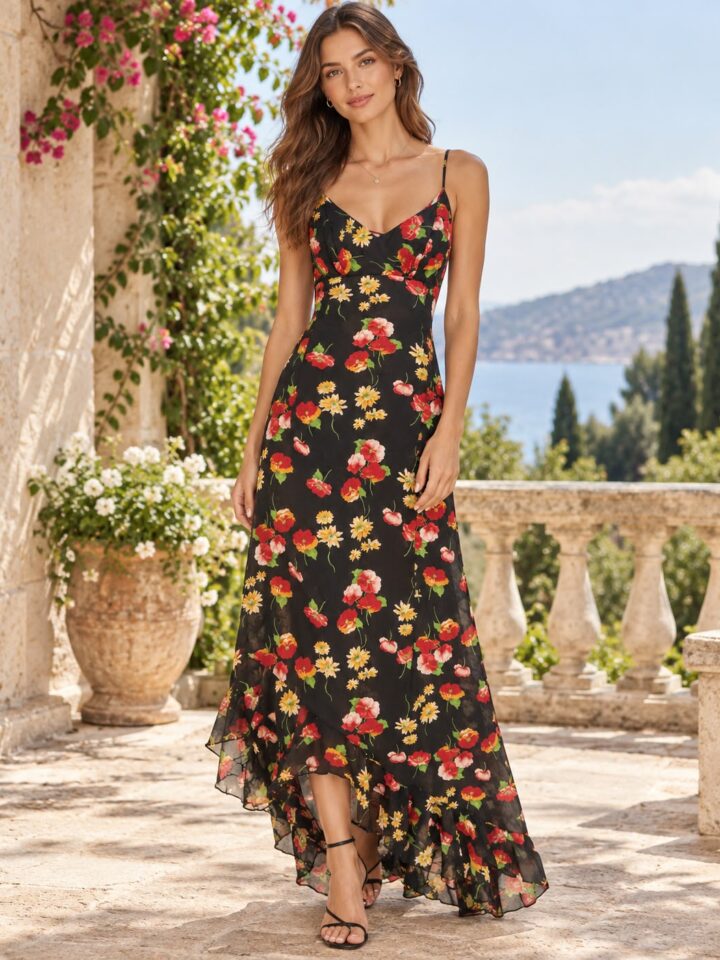 Vestido negro estampado