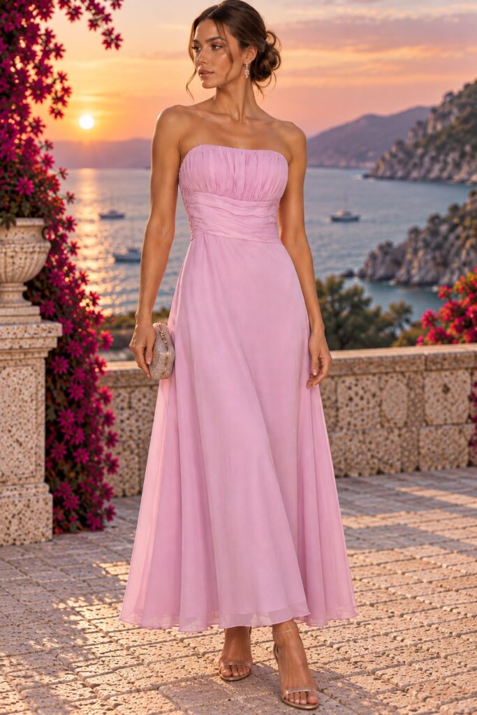 Vestido gasa vigore rosa